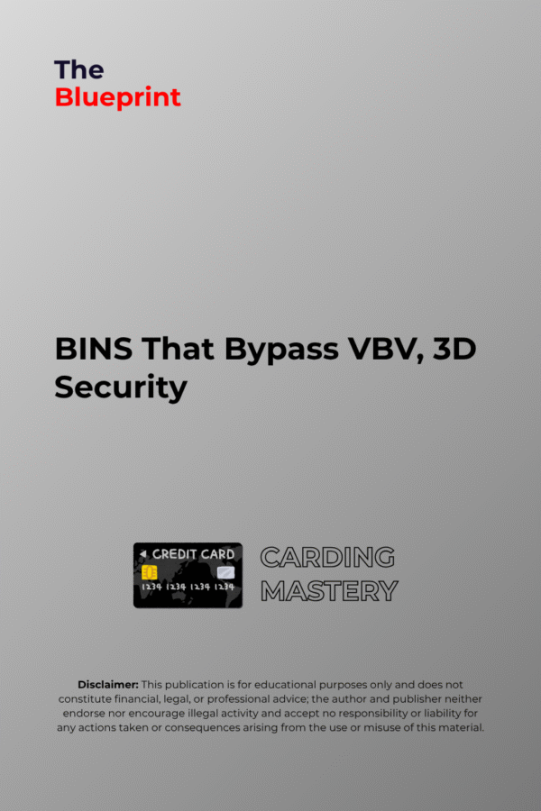 Carding Mastery! BINS That Bypass VBV, 3D Security